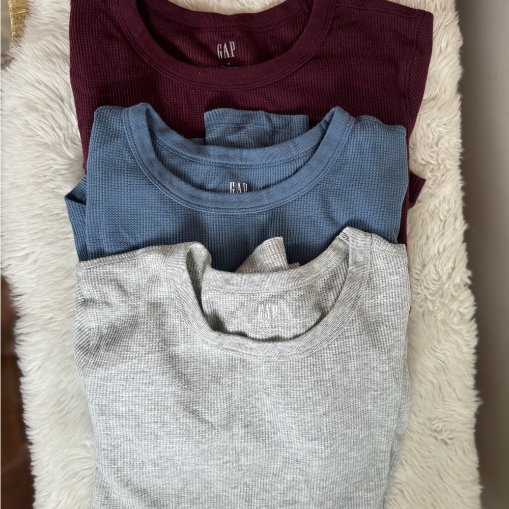 GAP Thermal Long Sleeve Trio - Maroon, Dusty Blue, Light Gray